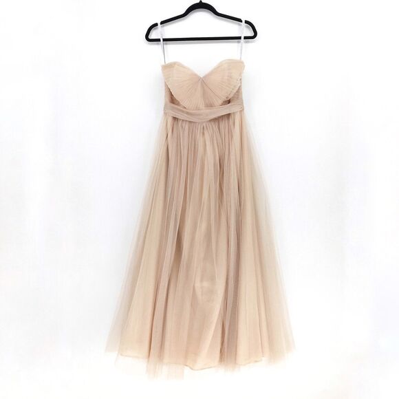BHLDN Jenny Yoo Women 12 Annabelle Dress Ivory Nude Convertible Strapless Tulle - Picture 2 of 8